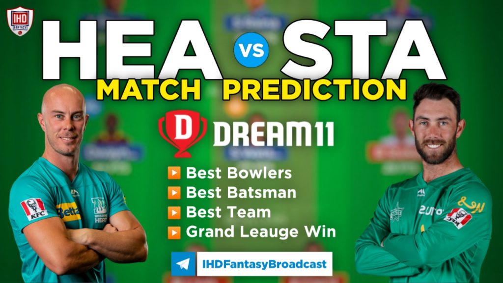 HEA vs STA Dream11 Team Prediction Today's BBL Match, 100% Winning 